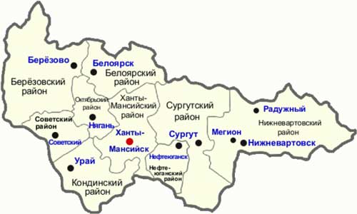 Карта: Ханты-Мансийский автономный округ