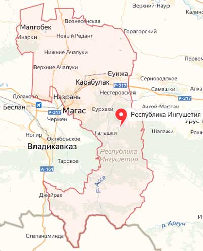 Карта: Республика Ингушетия