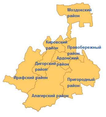 Карта: Северная Осетия - Алания