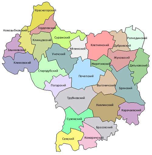 Брянская область политическая карта